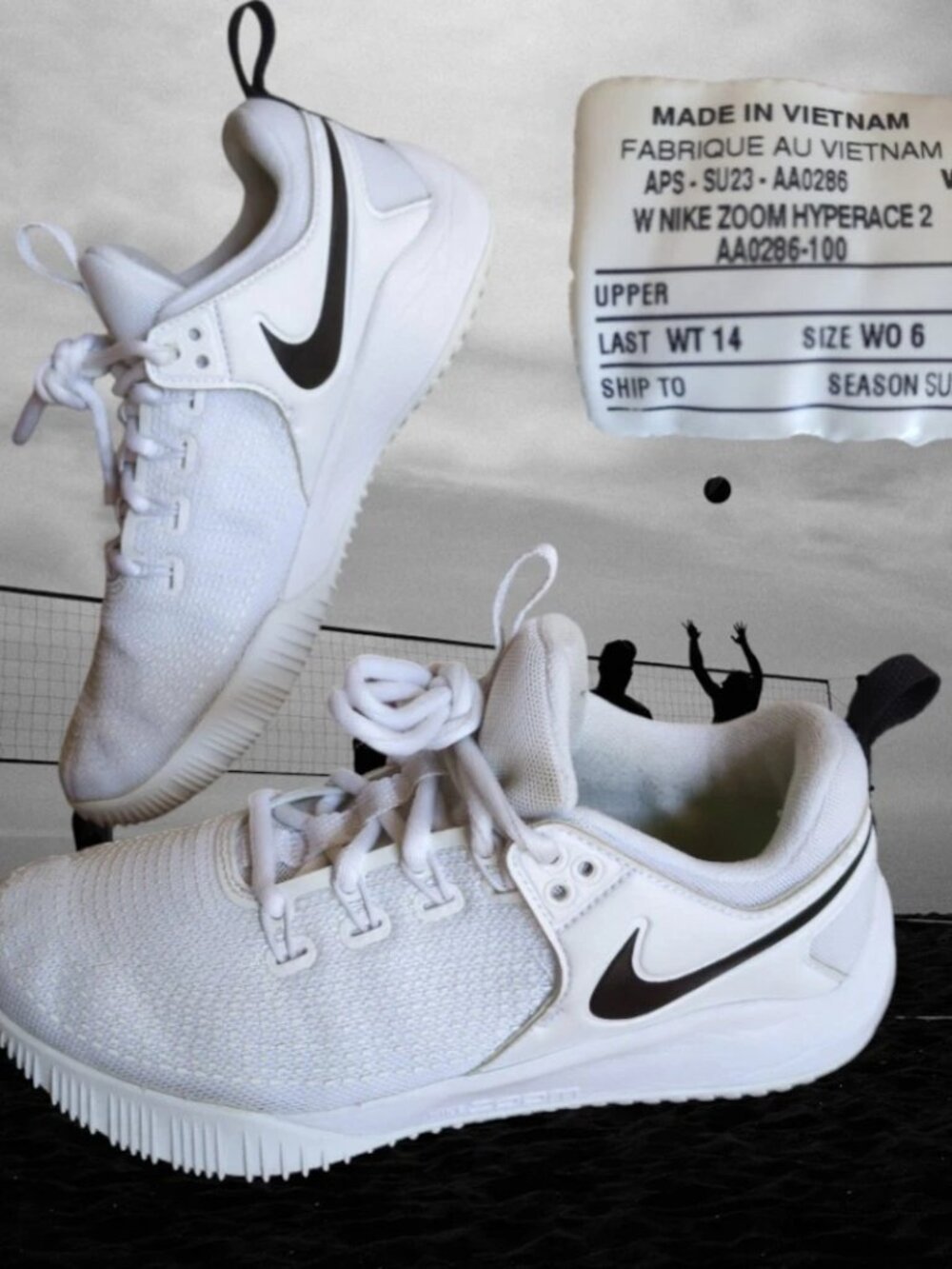 Size 6 - Nike Air Zoom Hyperace 2 Womens White Volleyball Sneakers  (AA0286-100)